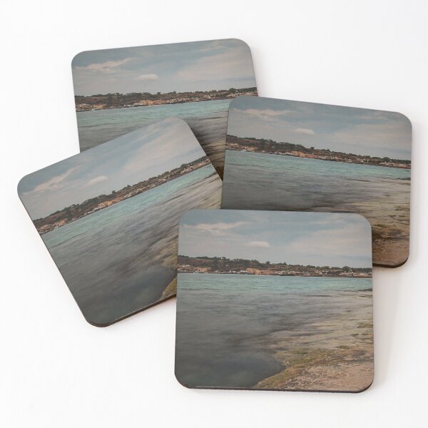 Item preview, Moody Rocky Shoreline and Coastal Harbor Waterfront Along Calm Sea Under Overcast Sky designed and sold by Nmallia.
