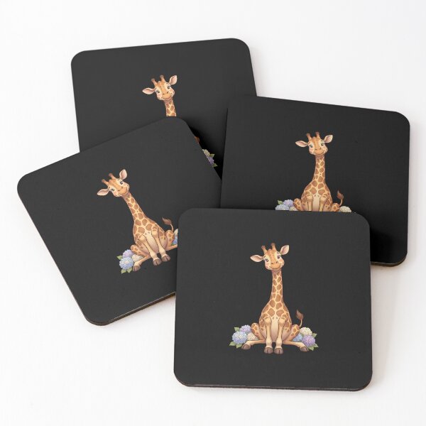 Item preview, Giraffe With Hydrangea Flowers designed and sold by Timowo Studio | Fine Line Wildlife Art & Modern Nature Graphics.