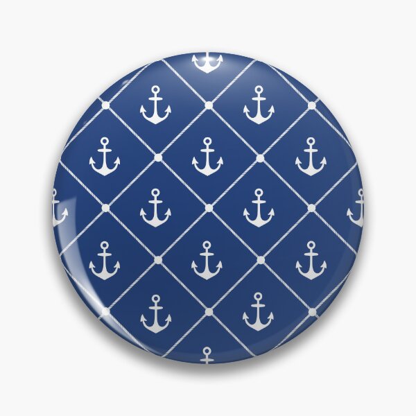 Item preview, Navy Blue and White Nautical Rope and Anchors Pattern designed and sold by HotHibiscus.
