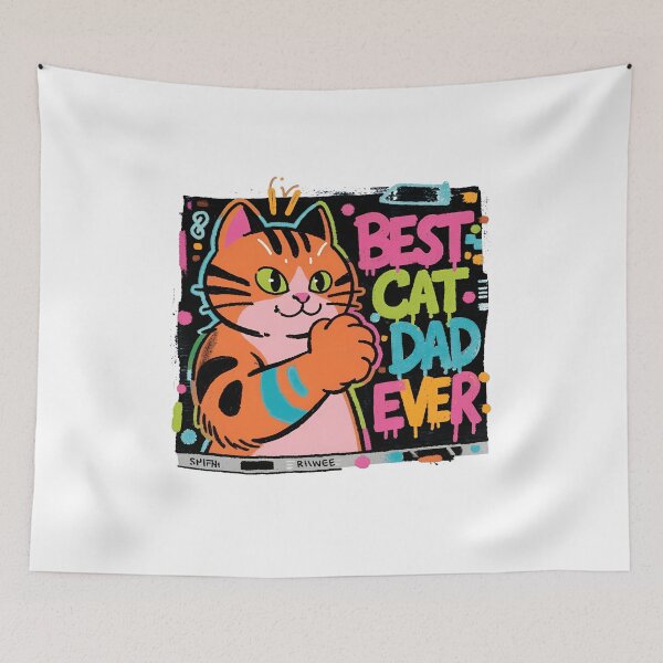 Item preview, Best Cat Dad Ever Neon Graffiti Cat designed and sold by GiaoCalonas.
