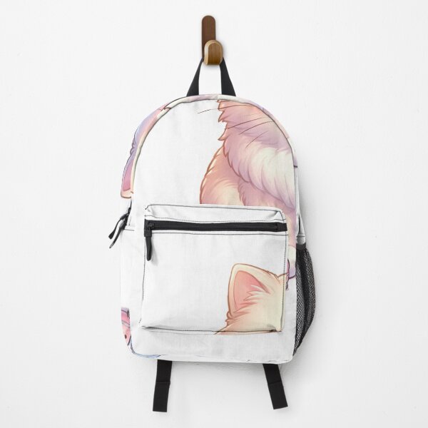 Item preview, Cute Fluffy Cat with Tiny Pink Robot Vacuum Bots – Minimal Kawaii Illustration designed and sold by OksArtStudio.