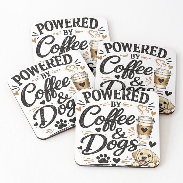 Item preview, Powered by coffee and dogs designed and sold by Side Quest Co..