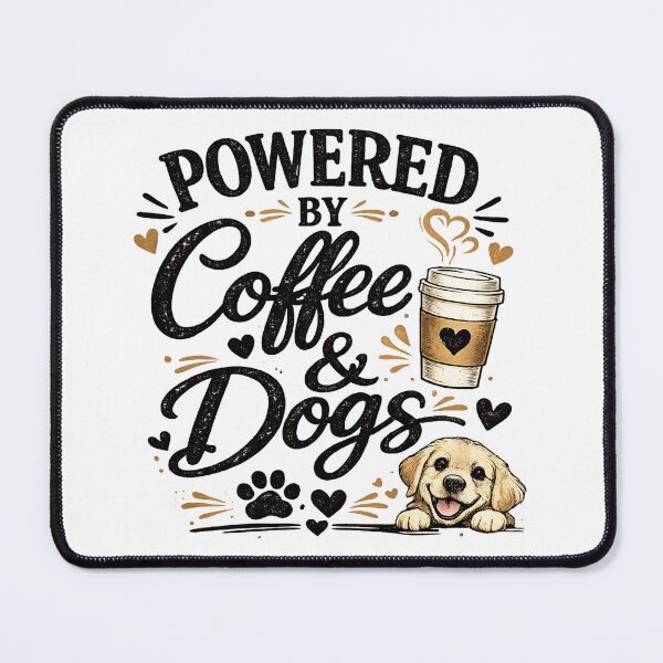 Item preview, Powered by coffee and dogs designed and sold by Side Quest Co..