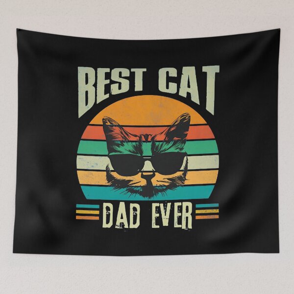 Item preview, Best Cat Dad Ever Retro Sunset Feline Shirt designed and sold by GiaoCalonas.