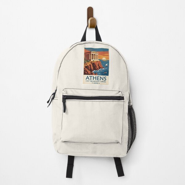 Item preview, Athens Greece Vintage Travel Poster Ancient Temple designed and sold by RetroRewind Studio.
