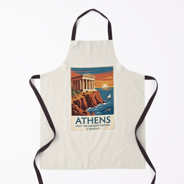 Item preview, Athens Greece Vintage Travel Poster Ancient Temple designed and sold by RetroRewind Studio.