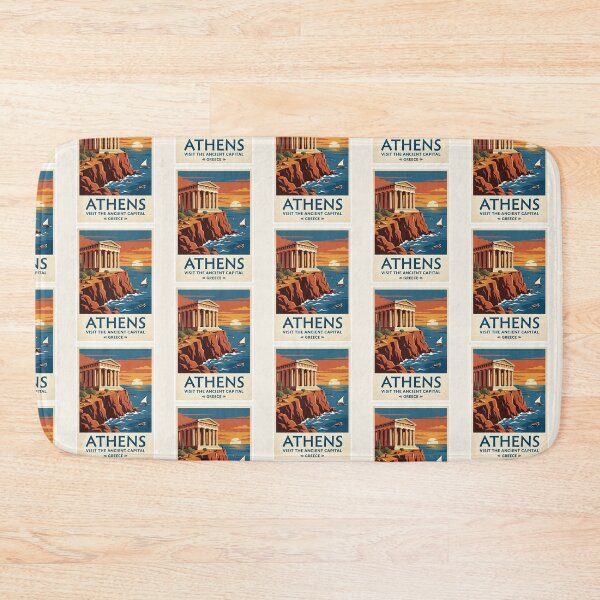 Item preview, Athens Greece Vintage Travel Poster Ancient Temple designed and sold by RetroRewind Studio.