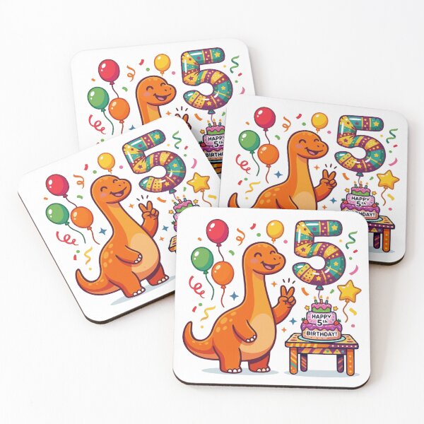 Item preview, Five Saurus orange long neck 5th birthday dino lover designed and sold by Tronstell.
