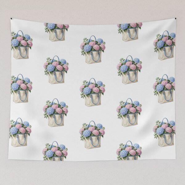 Item preview, Blue and Pink Hydrangea Bouquet Tote Bag Painting designed and sold by SOUFIANE1991.