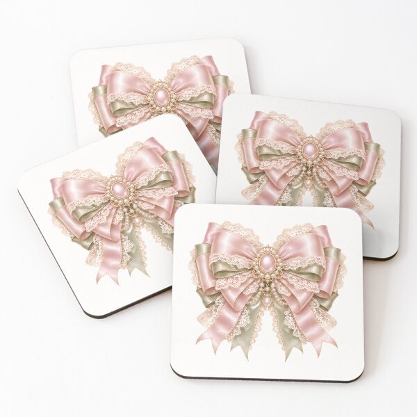 Item preview, Luxury Coquette Pink Satin Lace Bow designed and sold by looplandger.
