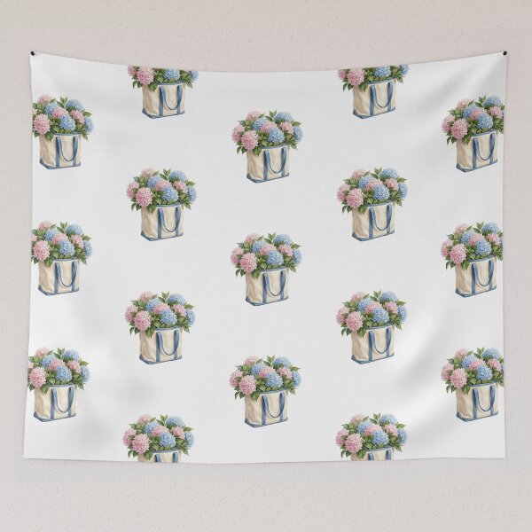 Item preview,  Blue and Pink Hydrangea Bouquet Tote Bag Painting designed and sold by SOUFIANE1991.