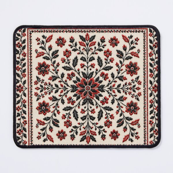 Item preview, Luxury Palestinian Tatreez Carpet Motif Red and Black designed and sold by BrainCurves.