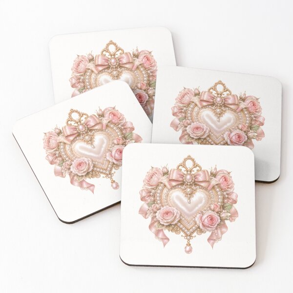 Item preview, Luxury Coquette Pearl Heart Frame with Blush Pink Roses designed and sold by looplandger.