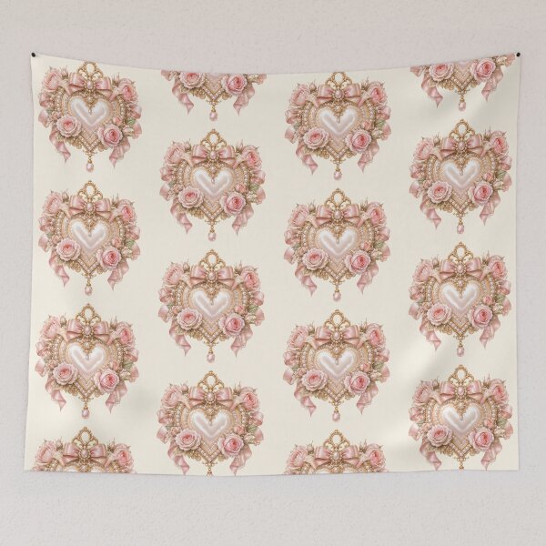 Item preview, Luxury Coquette Pearl Heart Frame with Blush Pink Roses designed and sold by looplandger.