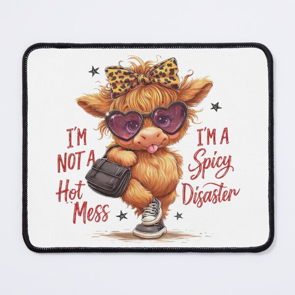 Item preview, Sarcastic Highland Cow, I'm Not Hot Mess I'm Spicy Disaster designed and sold by Jack W Art.