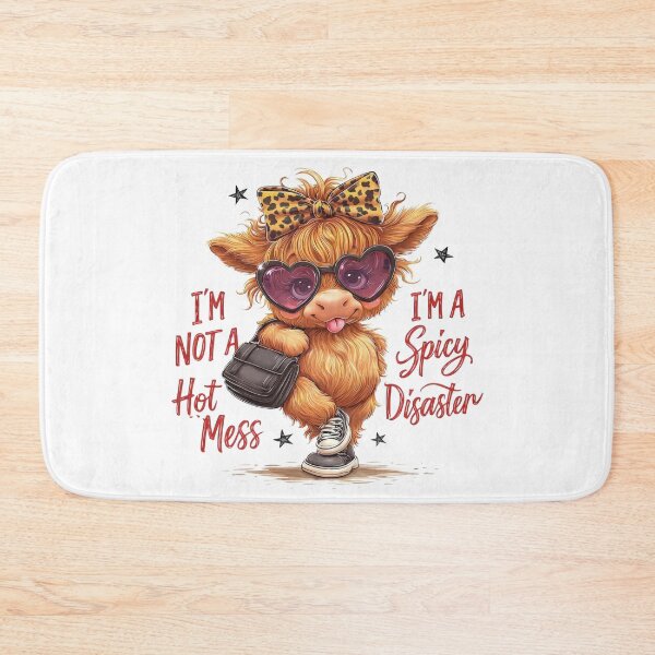 Item preview, Sarcastic Highland Cow, I'm Not Hot Mess I'm Spicy Disaster designed and sold by Jack W Art.