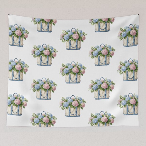 Item preview, Blue and Pink Hydrangea Bouquet Tote Bag Painting designed and sold by SOUFIANE1991.