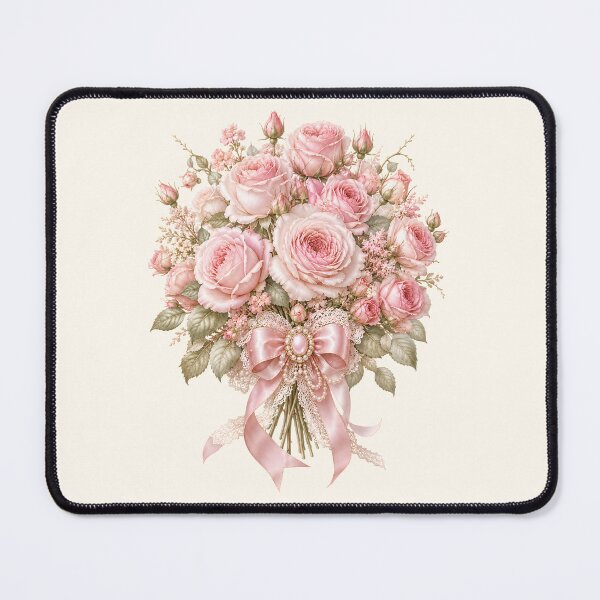 Item preview, Luxury Coquette Pink Rose Bouquet with Satin Ribbon Bow designed and sold by looplandger.