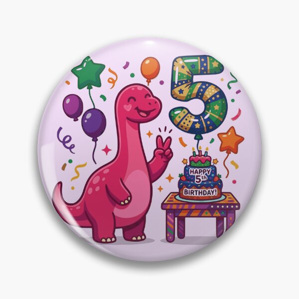 Item preview, Five Saurus pink long neck 5th birthday dino lover designed and sold by Tronstell.