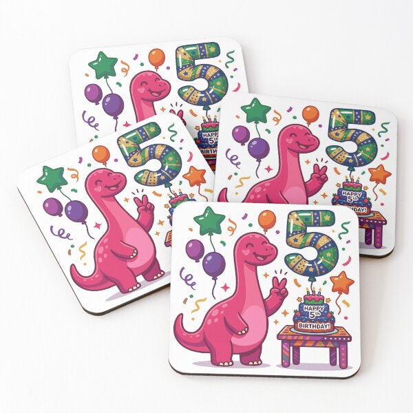 Item preview, Five Saurus pink long neck 5th birthday dino lover designed and sold by Tronstell.