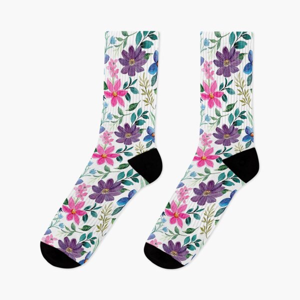 Item preview, Watercolor Wildflower Seamless Pattern in Pink Blue Purple designed and sold by AnyMar2023.