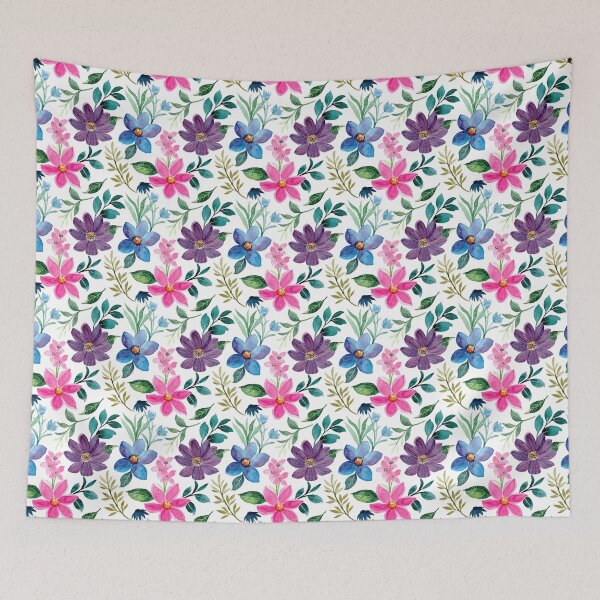 Item preview, Watercolor Wildflower Seamless Pattern in Pink Blue Purple designed and sold by AnyMar2023.