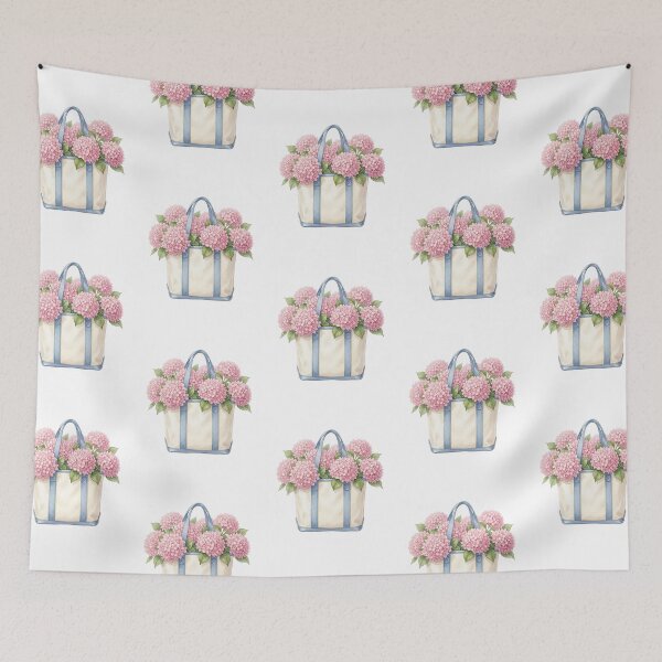 Item preview, Blue and Pink Hydrangea Bouquet Tote Bag Painting designed and sold by SOUFIANE1991.