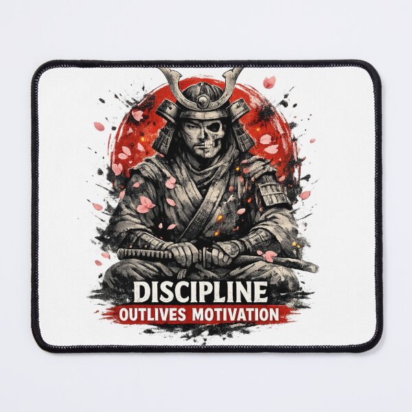 Item preview, Discipline Outlives Motivation Samurai Warrior Design designed and sold by AndrewYoko.