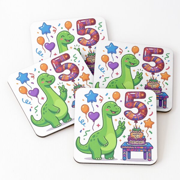 Item preview, Five Saurus green long neck 5th birthday dino lover designed and sold by Tronstell.
