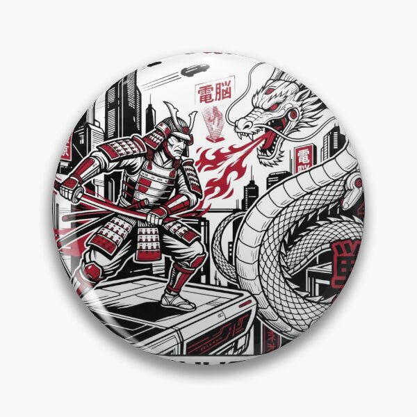 Item preview, Cyberpunk Samurai vs Mecha Dragon Neo-Tokyo Japanese designed and sold by Thanabordee.