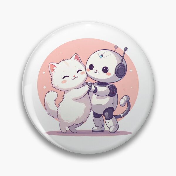 Item preview, Happy White Cat and Robot Vacuum Dancing and Laughing – Cute Minimal Illustration designed and sold by OksArtStudio.