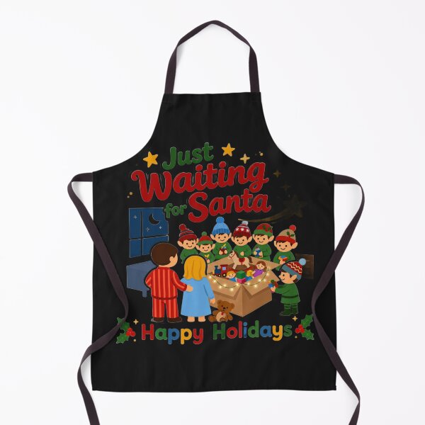 Item preview, Just Waiting for Santa Cute Retro Christmas Elves designed and sold by Log77.
