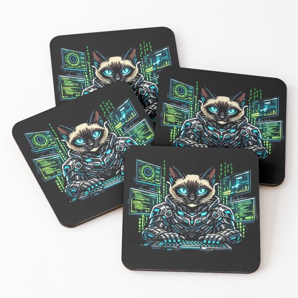 Item preview, Hacker Cat Protocol Cyberpunk Siamese AI Hacker designed and sold by Thaivi Design.