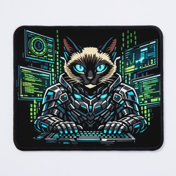 Item preview, Hacker Cat Protocol Cyberpunk Siamese AI Hacker designed and sold by Thaivi Design.
