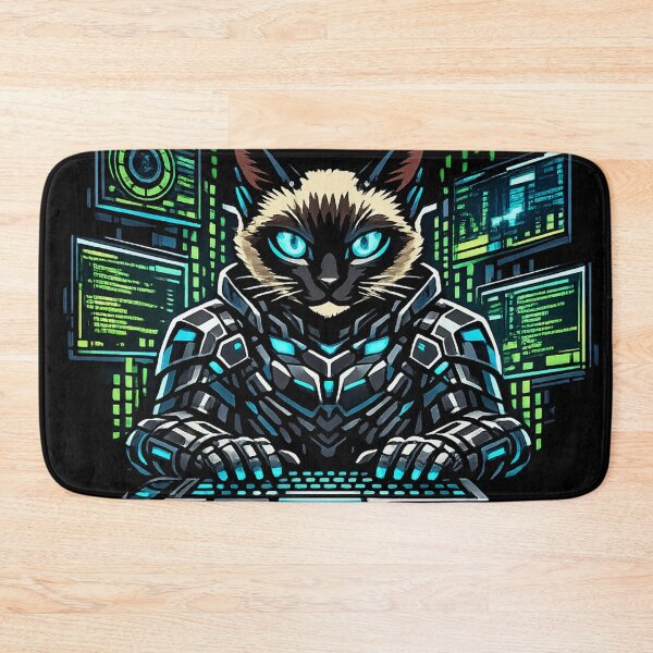 Item preview, Hacker Cat Protocol Cyberpunk Siamese AI Hacker designed and sold by Thaivi Design.