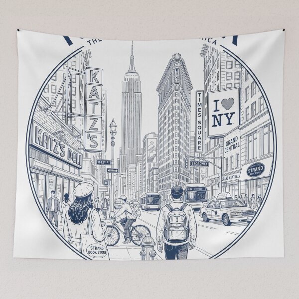 Item preview, New York City Street Life Illustration designed and sold by jcsstore.