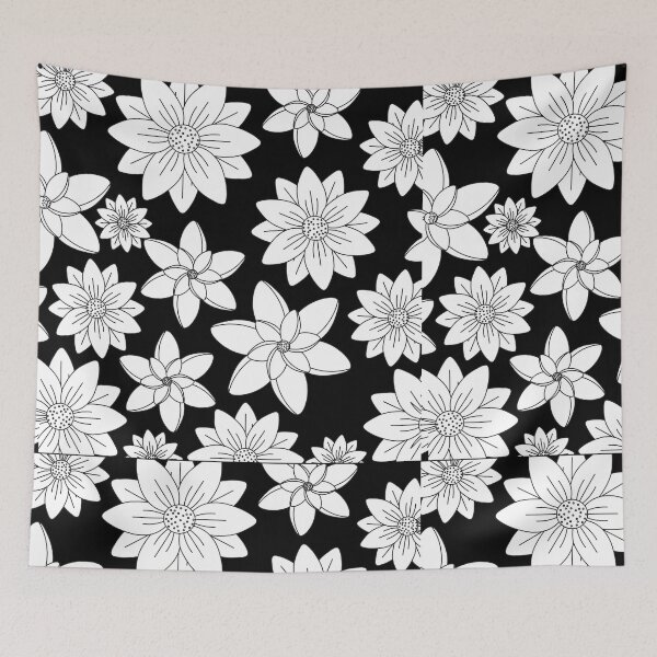 Item preview, Retro Bold Floral Pattern In Black and White designed and sold by AMS.