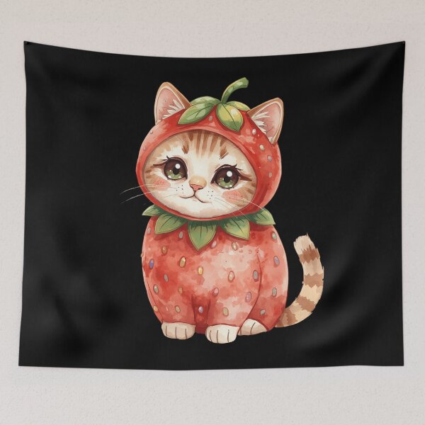 Item preview,  Cute little strawberry cat in kawaii style designed and sold by uunaa.