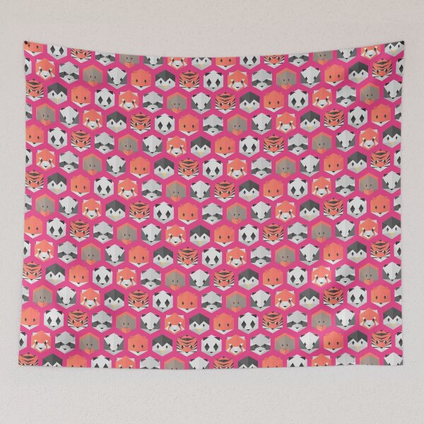 Item preview, Pink Honeycomb Minimalist Animals designed and sold by animinimal.