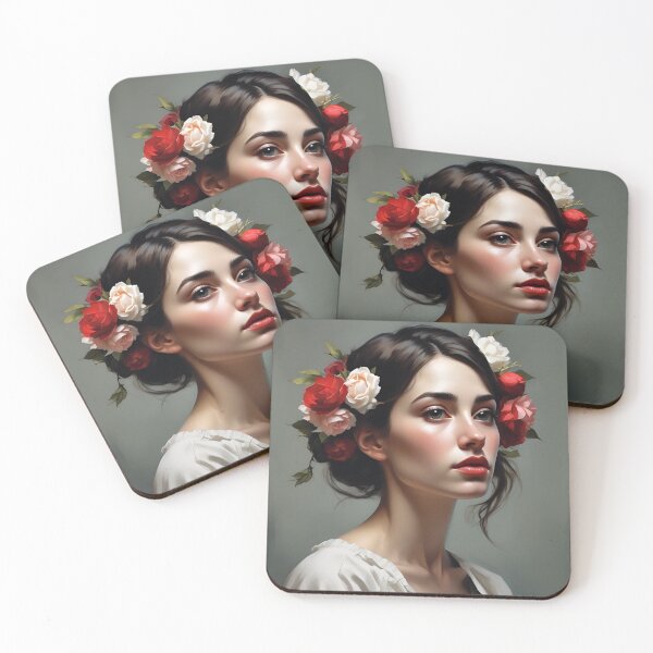 Item preview, Woman with flowers wall art print designed and sold by MK26Designs.