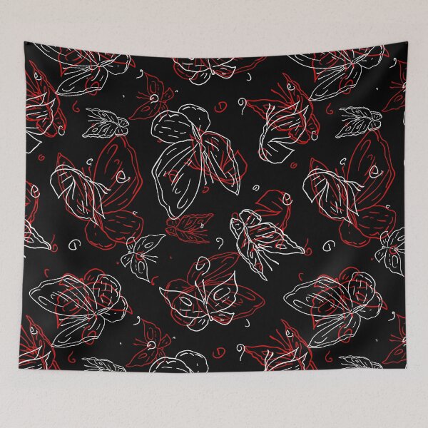 Item preview, Abstract Butterfly Sketch Pattern Red White and Black designed and sold by AMS.