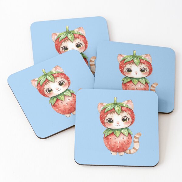 Item preview, Cute little strawberry cat in kawaii style designed and sold by uunaa.