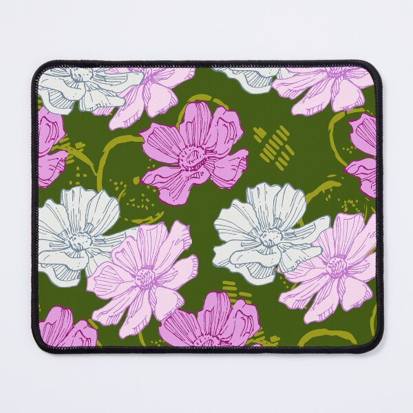 Item preview, Vibrant Pink Anemone Floral Pattern Olive Green designed and sold by AMS.