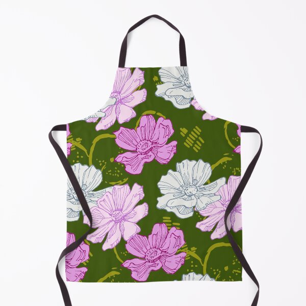 Item preview, Vibrant Pink Anemone Floral Pattern Olive Green designed and sold by AMS.