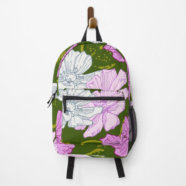 Item preview, Vibrant Pink Anemone Floral Pattern Olive Green designed and sold by AMS.