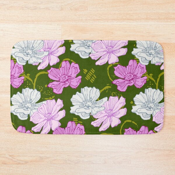Item preview, Vibrant Pink Anemone Floral Pattern Olive Green designed and sold by AMS.