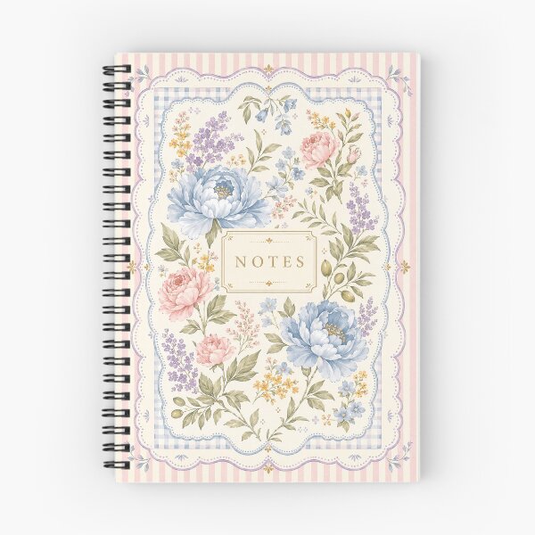 Item preview, Vintage Blue Peony Cottagecore Floral Notebook Pattern designed and sold by Ioanna-Studio.