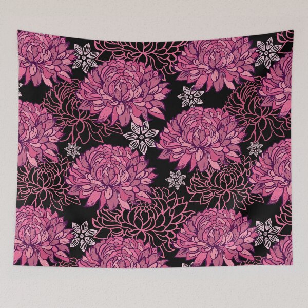 Item preview, Luxury Magenta Chrysanthemum and Dahlia Floral Pattern designed and sold by AMS.