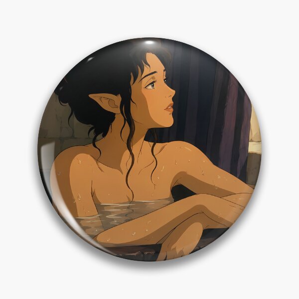 Item preview, Elf Bathhouse Serenity – Fantasy Anime Elf Girl Art designed and sold by  Hollow Moon Studios..