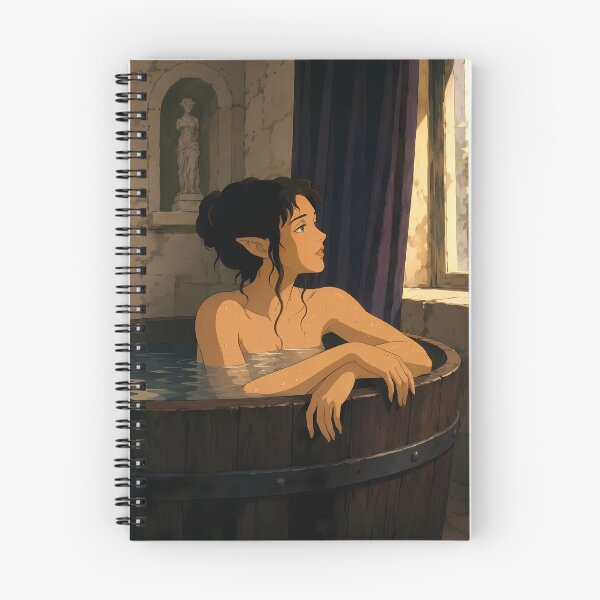Item preview, Elf Bathhouse Serenity – Fantasy Anime Elf Girl Art designed and sold by  Hollow Moon Studios..
